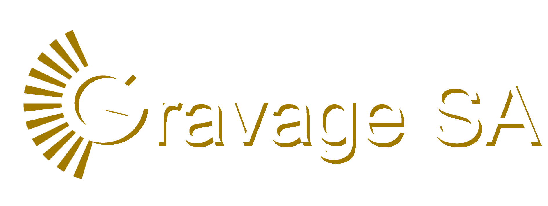 Logo de Gravage SA en gris et blanc et autour de la lettre G une horloge